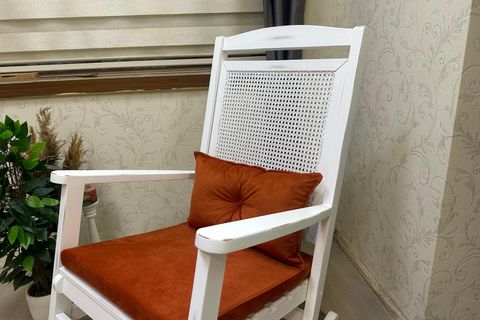 ASEDİA VERANDA HASIRLI MİNDERLİ SALLANAN SANDALYE, TURUNCU, LAKE AYAK