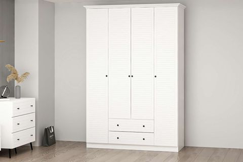 LİVO GARDIROP, BEYAZ, 4 KAPAKLI