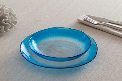 KİTCHEN ESSENTİALS ALTHEA CAM ÇUKUR YEMEK TABAĞI 21 CM, MAVİ