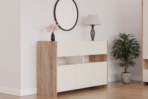 FURMET MODÜLER CORA ŞİFONYER, BEYAZ, 3 ÇEKMECELİ 3 KAPAKLI