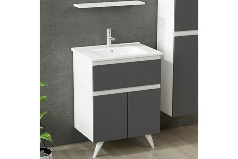 NİKA BANYO DOLABI 65CM AY2K1Ç 1YA1R ETJ BOY BEYAZ ANTRASİT