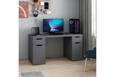 ALEN ÇALIŞMA MASASI, ANTRASİT, 2 ÇEKMECELİ, 150 CM