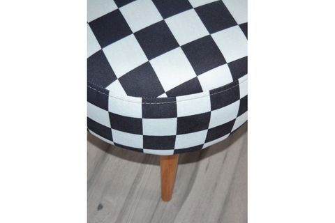 DOLCE YUVARLAK SİLİNDİR PUF DAMA DESENLİ