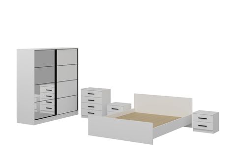 KALE210 YATAK ODASI TAKIMI, BEYAZ, SÜRGÜ KAPAKLI, SET 126