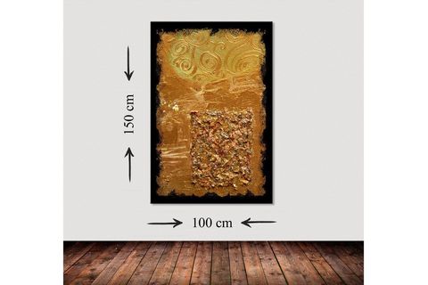GOLDEN ABSTRACT DEV BOYUT KANVAS TABLO