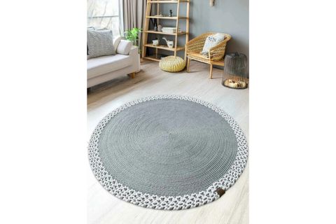 RİXO ÇİFT TARAFLI JÜT GRİ YUVARLAK HALI, 120X120
