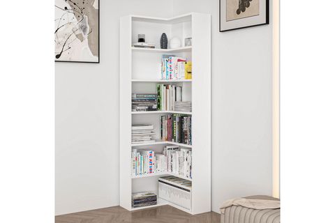 ADEL KÖŞE KİTAPLIK, BEYAZ, 5 RAFLI