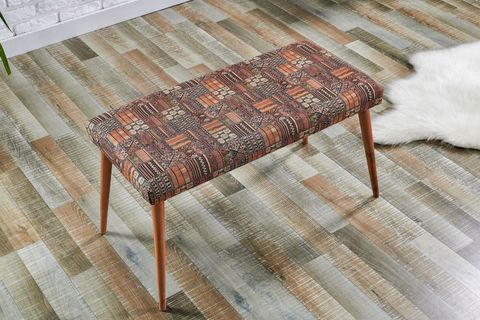 ETNİK DESEN GÜRGEN AYAK BENCH, KAHVERENGİ