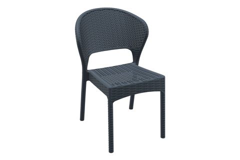 RATTAN RİVATONA YUVARLAK MASA TAKIMI KOYU GRİ