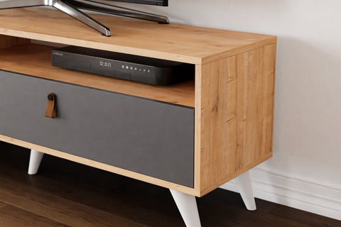 FURMET MODÜLER PERA TV SEHPASI, 2 KAPAKLI, ANTRASİT MEŞE BEYAZ