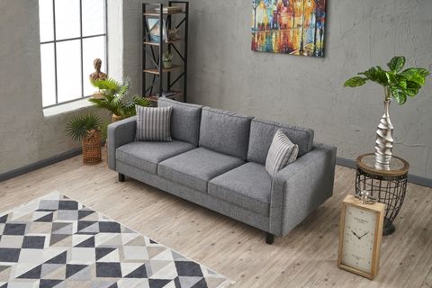 KALE SERİSİ ÜÇLÜ KOLTUK, KETEN, GRİ