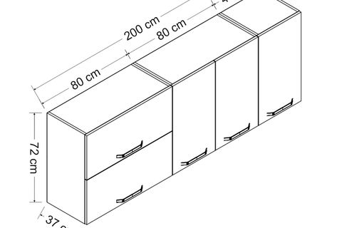 MİNAR 200 CM MUTFAK DOLABI BEYAZ 200-B1-ÜST MODÜL