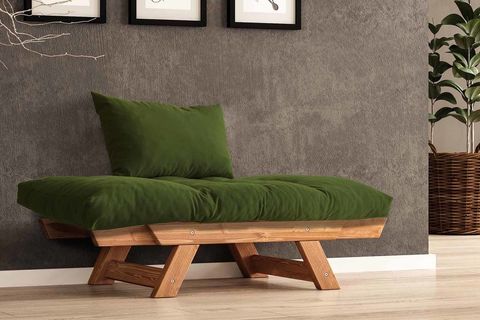 WOODESK ADALAR MASİF AHŞAP BERJER, TİK-YEŞİL RENK, CPT8160-140