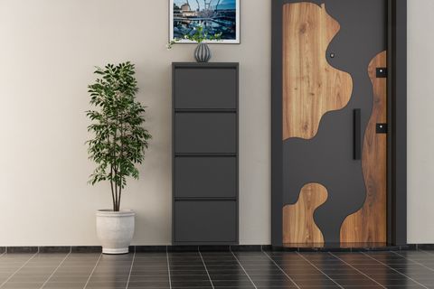 LİNEA METAL AYAKKABILIK, ANTRASİT, 4 KAPAKLI