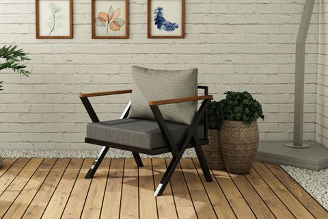 WOODESK BEGONVİL TEKLİ BAHÇE KOLTUĞU, GRİ RENK, CPT5521-70