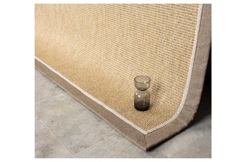 ÇİFT BORDÜRLÜ HASIR DOKULU SİSAL SALON MAKİNE HALISI, BEJ, 80X450, 664, BEJ KAHVE