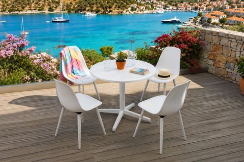 TİLİA BEYAZ 4 SANDALYELİ BAHÇE BALKON BİSTRO SETİ, BEYAZ, 60X60 CM