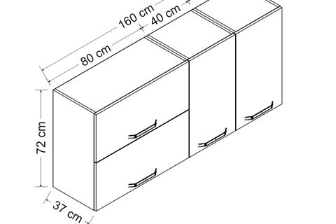 MİNAR 160 CM MUTFAK DOLABI BEYAZ 160-B2-ÜST MODÜL