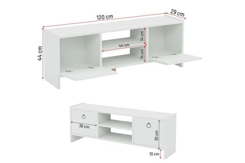 MONİ TV ÜNİTESİ VE KİTAPLIK SETİ, BEYAZ