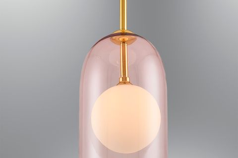 ÖZCAN AYDINLATMA 4738-2A-10 SUPA  TEKLİ UZUN CAM SARKIT, PEMBE