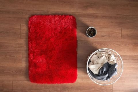 UZUN TÜYLÜ PELUŞ BANYO PASPASI, İKİLİ, KIRMIZI