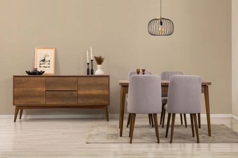 VİNA YEMEK ODASI TAKIMI, CEVİZ SOHO GRİ
