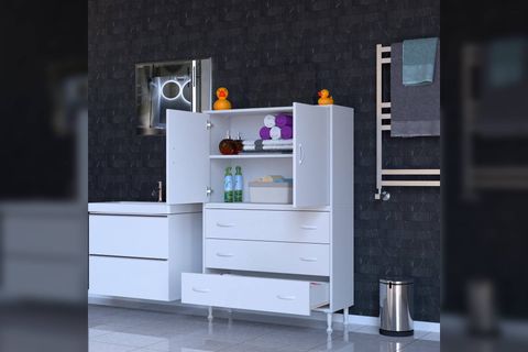 İLKİM ALT MODÜL ÇEKMECE ÜST MODÜL KAPAKLI BANYO DOLABI, 95 CM