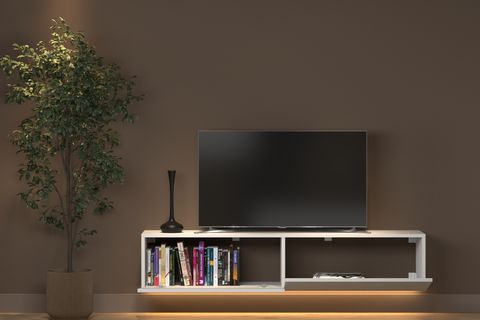 RAMİ DUVARA MONTE LED IŞIKLI TV SEHPASI, MİNİFİKSLİ BEYAZ