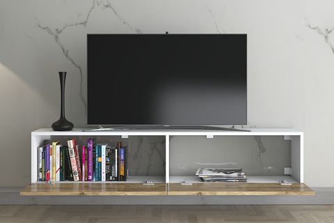 WOOD'N LOVE TOPRAK TV ÜNİTESİ, DUVARA MONTE, BEYAZ ATLANTİK ÇAM, 150 CM