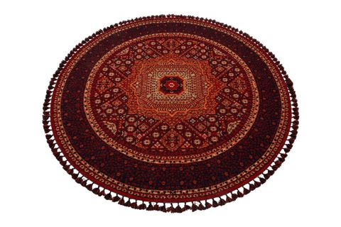 ZAGROS KIRMIZI 10 YUVARLAK ETNİK DESENLİ HALI, 155X155