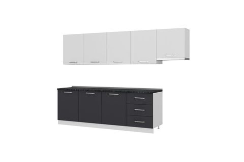 MİNAR  ELA 300 CM MUTFAK DOLABI BEYAZ ANTRASİT 300-A11