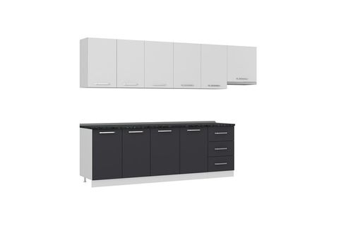 MİNAR  ELA 300 CM MUTFAK DOLABI BEYAZ ANTRASİT 300-A5