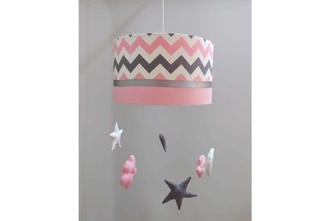 PEMBE GRİ ZİGZAG ÇOCUK ODASI BEBEK ODASI BÜYÜK BOY SARKIT 35 ÇAP