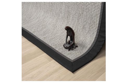 ÇİFT BORDÜRLÜ HASIR DOKULU SİSAL SALON MAKİNE HALISI, GRİ, 80X300, 664, ANTRASİT SİYAH