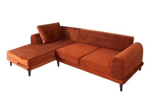 NERO KADİFE KÖŞE KOLTUK, KİREMİT, 250X160, SOL KÖŞE