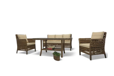 PAVİA RATTAN ÜÇLÜ BAHÇE MOBİLYASI, KAHVERENGİ