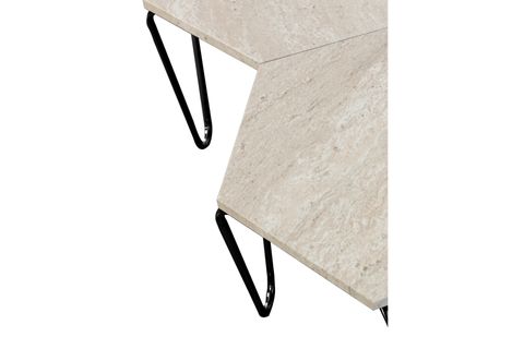 PİRAMİT TAŞ DESEN SİYAH AYAK ZİGON SEHPA, DÖRTLÜ