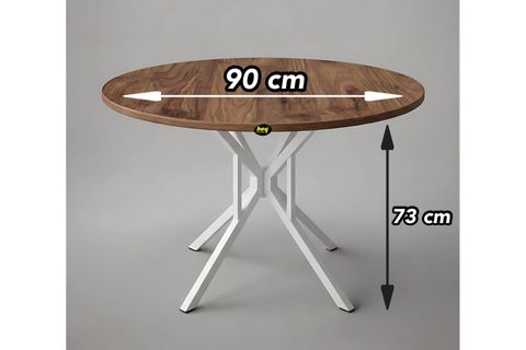 SELİN YUVARLAK MUTFAK MASASI, CEVİZ BEYAZ, 90 CM
