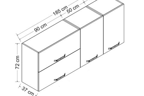 MİNAR 185 CM MUTFAK DOLABI BEYAZ 185-B2-ÜST MODÜL