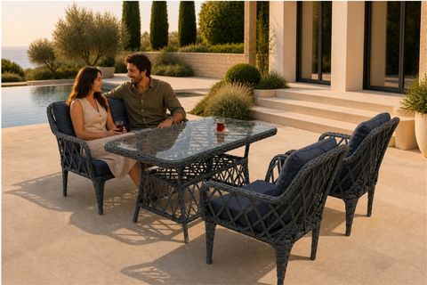 AHLAT MİNİ 4 KİŞİLİK RATTAN BALKON TAKIMI, ANTRASİT
