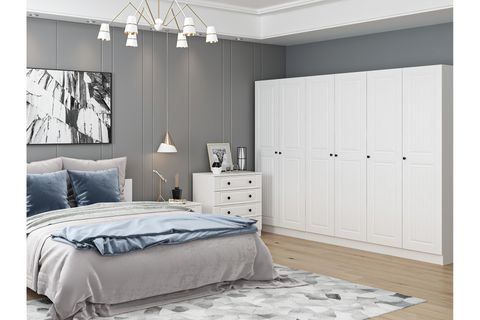 KALE210 YATAK ODASI TAKIMI, BEYAZ MEBRAN, 6 KAPAKLI, SET 73