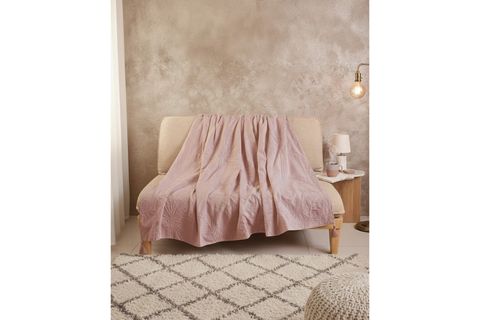THE MİA THROW KOLTUK ŞALI PÜSKÜLLÜ GÜL KURUSU 170X130