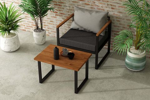 WOODESK NATURE TEKLİ BAHÇE TAKIMI, GRİ, CPT5502-70
