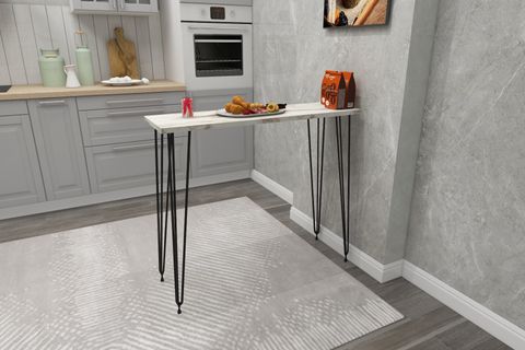 LİNDECO 90X35 BAR MASASI MUTFAK MASASI BALKON MASASI BAHÇE MASASI BAR MASASI BEYAZ MERMER