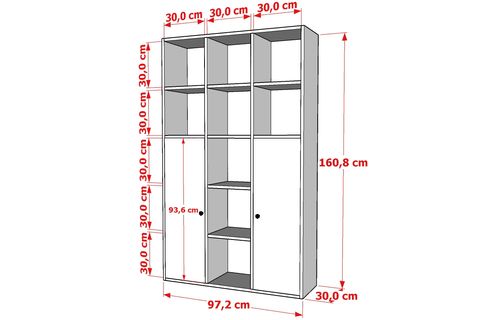 BKCONCEPT 2 KAPAKLI RAFLI KİTAPLIK, 97 CM, BEYAZ, KTP-1080