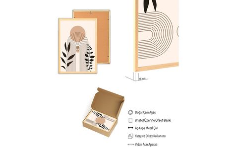 PREMİUM AHŞAP ÇERÇEVELİ ÜÇLÜ İSKANDİNAV BOHEM TABLO SETİ, SET1, 50X35