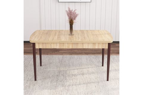 ROVENA LEONA AÇILABİLİR MUTFAK MASASI TAKIMI, MEŞE DESEN, HARDAL, 132X80