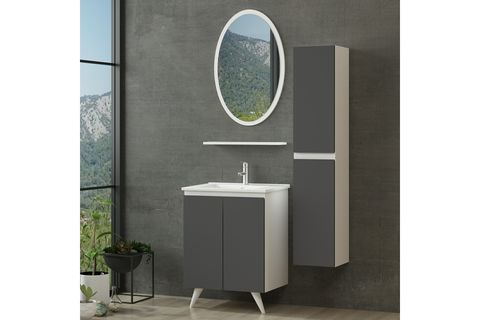 NİKA BANYO DOLABI 65CM AY2K 1EA1R ETJ BOY BEYAZ ANTRASİT