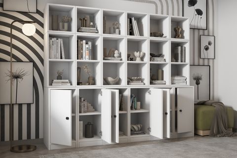 LEKSA 6 KAPAKLI KİTAPLIK 200 CM BEYAZ KTP-1336-Ç