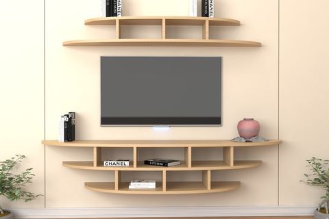 ALESSİA DUVAR RAFLI ELİPS TV ÜNİTESİ MEŞE